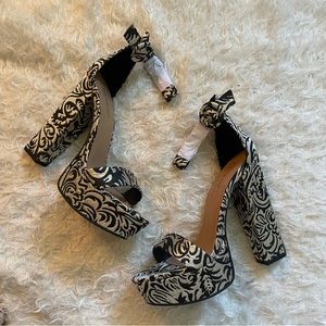 Beautiful party club wedding formal ankle strap sandal chunky heels platform